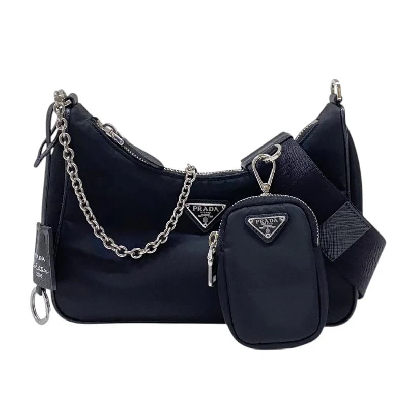 PRADA SHOULDER BAG BLACK SHW NYLON: PRADA Shoulder Bag Black SHW Nylon Brand: PRADA Type: Handbag Material: Nylon Color: Black / SV Hardware Size: W: 22.5cm / H: 16cm / D: 6cm / Shoulder: 78-108cm Accessories: None Accessori