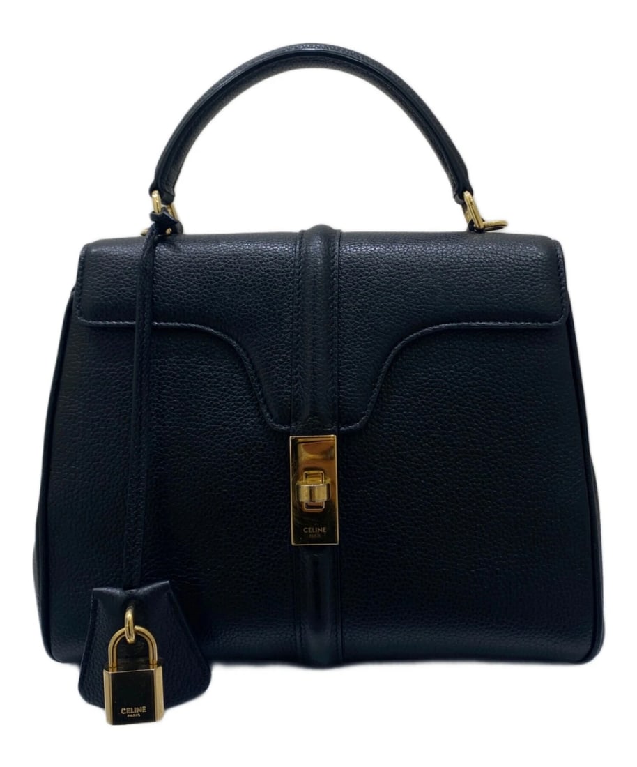CELINE 16 SMALL BAG: CELINE 16 Small Bag Brand: CELINE Type: Handbag Material: Grained Calfskin Color: Black Size: H:17.5cm / W:20.0cm / D:7.0cm [ Handle size ] 8.0cm Accessories: None Accessories Notice: When