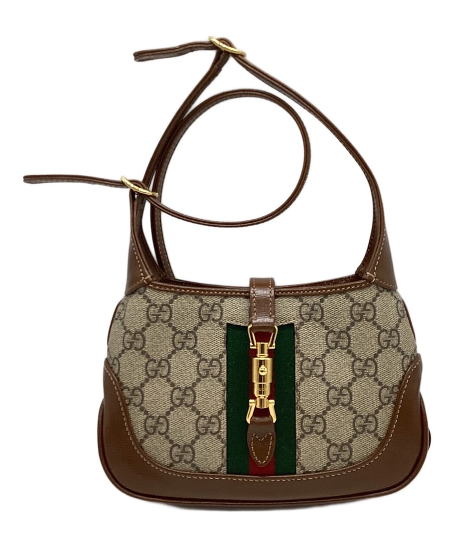 GUCCI JACKIE MINI SHOULDER BAG: GUCCI Jackie Mini Shoulder Bag Brand: GUCCI Type: Handbag Material: none Color: Brown X Gray Size: H:12.5cm / W:19cm / D:2.5cm Accessories: None Accessories Notice: When purchasing pre-own
