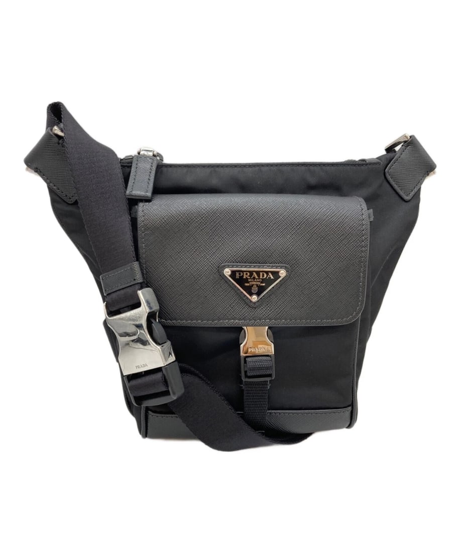 PRADA RE-NYLON SHOULDER BAG: PRADA Re-Nylon Shoulder Bag Brand: PRADA Type: Handbag Material: none Color: Black Size: H:20cm / W:26cm / D:3.5cm Accessories: None Accessories Notice: When purchasing pre-owned goods, pl