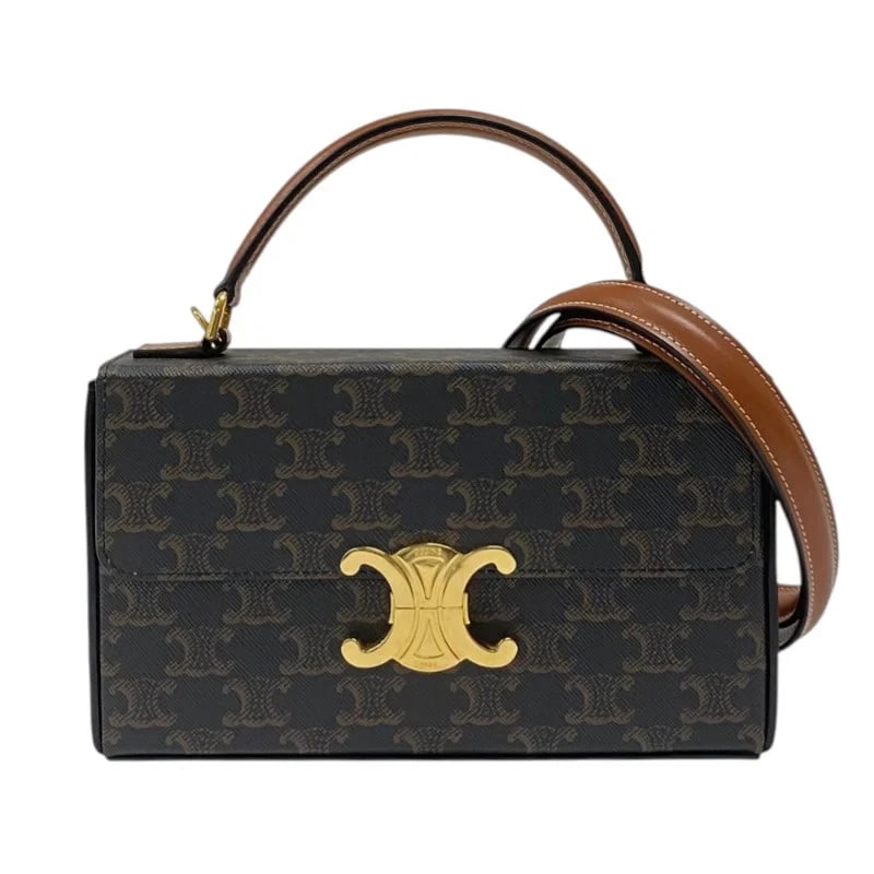 CELINE TRIOMPHE BOX SHOULDER BAG TAN TRIOMPHE CANVAS: CELINE Triomphe Box Shoulder Bag Tan Triomphe Canvas Brand: CELINE Type: Handbag Material: Triomphe Canvas Color: Tan Size: W: 23cm / H: 13cm / D: 5cm / Shoulder: 95cm Accessories: None Ac