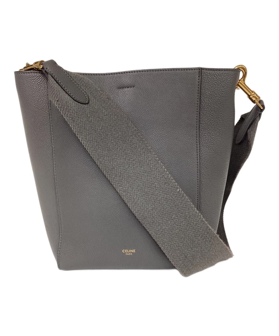 CELINE SMALL SANGLE SHOULDER BAG: CELINE Small Sangle Shoulder Bag Brand: CELINE Type: Handbag Material: none Color: Gray Size: H:26cm / W:22cm / D:12cm Accessories: None Accessories Notice: When purchasing pre-owned goods