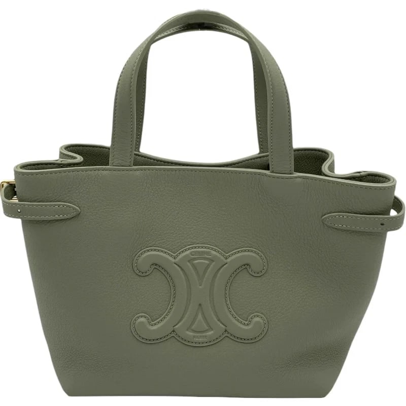 CELINE MINI CABAS ANAIS GREEN GHW CALF SHOULDER BAG: CELINE Mini Cabas Anais Green GHW Calf Shoulder Bag Brand: CELINE Type: Handbag Material: Calf Color: Green GD Hardware Size: W: 28.5cm / H: 19cm / D: 8.5cm / Shoulder: 94.5-110cm Accessories: No