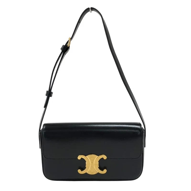 CELINE CLAUDE SHOULDER BAG BLACK GHW CALF LEATHER: CELINE Claude Shoulder Bag Black GHW Calf Leather Brand: CELINE Type: Handbag Material: Calf Color: Black / GD Hardware Size: W: 20.5cm / H: 11.5cm / D: 4cm / Shoulder: 51-60cm Accessories: None
