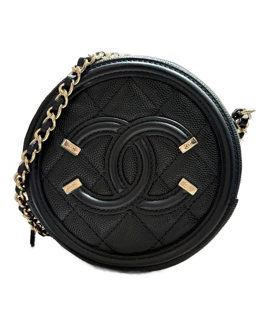 CHANEL C-FILIGREE SHOULDER BAG: CHANEL C-Filigree Shoulder Bag Brand: CHANEL Type: Handbag Material: Caviar Skin Color: Black X Gold Size: H:12cm / W:12cm / D:5cm Accessories: None Accessories Notice: When purchasing pre