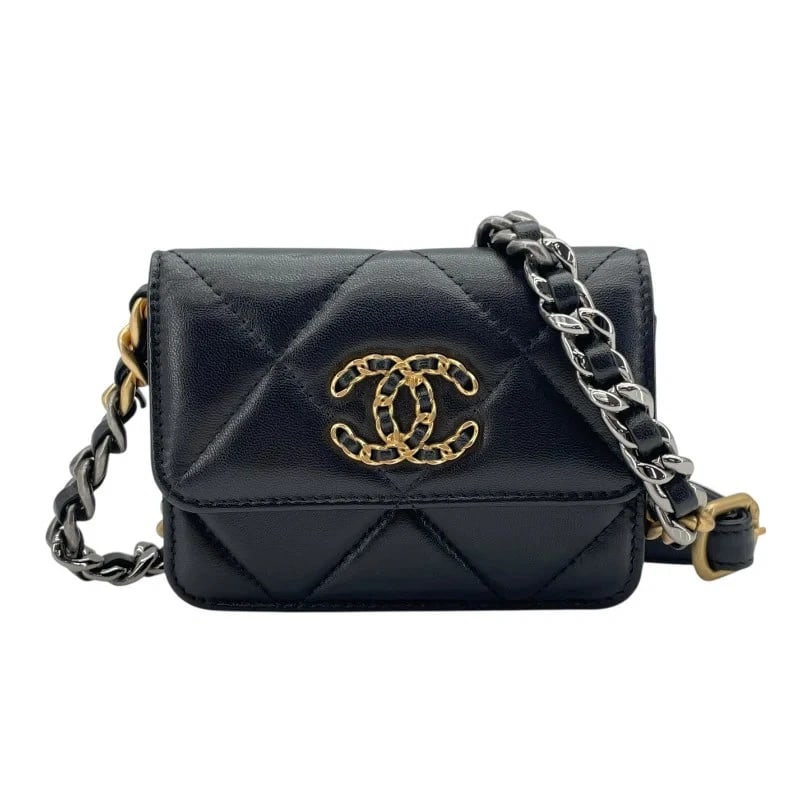 CHANEL 19 CHAIN SHOULDER BAG BLACK GDXSHW LAMBSKIN: CHANEL 19 Chain Shoulder Bag Black GDxSHW Lambskin Brand: CHANEL Type: Handbag Material: Lambskin Color: Black GDxSV Hardware Size: W: 9cm / H: 12cm / D: 2.5cm / Shoulder: 83cm Accessories: None