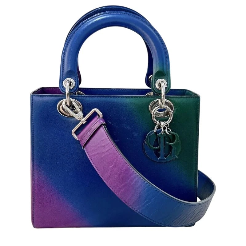 CHRISTIAN DIOR LADY D-LITE MEDIUM BLUE GRADIENT SHW SHOULDER BAG: Christian Dior Lady D-Lite Medium Blue Gradient SHW Shoulder Bag Brand: Christian Dior Type: Handbag Material: none Color: Blue Gradient / SV Hardware Size: W: 23cm / H: 20cm / D: 11.5cm / Shoulde