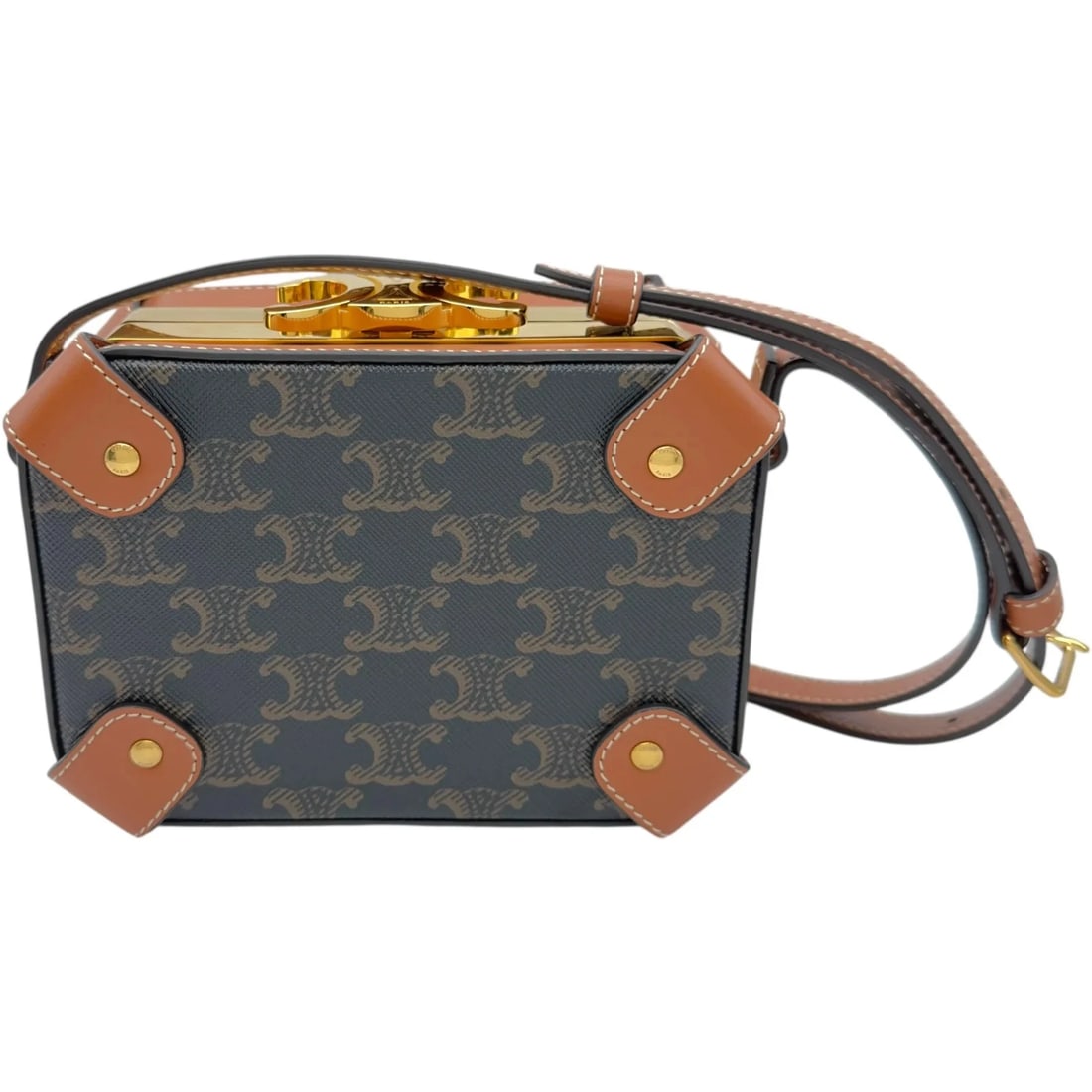 CELINE BOX SHOULDER BAG TAN TRIOMPHE CANVAS SHOULDER BAG: CELINE Box Shoulder Bag Tan Triomphe Canvas Shoulder Bag Brand: CELINE Type: Handbag Material: Triomphe Canvas Color: Tan Size: W: 15.5cm / H: 11cm / D: 7cm / Shoulder: 120cm Accessories: None