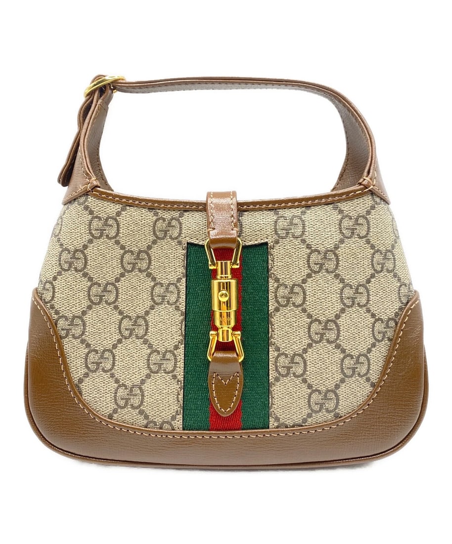 GUCCI JACKIE MINI SHOULDER BAG: GUCCI Jackie Mini Shoulder Bag Brand: GUCCI Type: Handbag Material: Gg Supreme Canvas Color: Brown X Beige Size: H:13cm / W:19cm / D:3cm [ Handle size ] 8cm Accessories: None Accessories N