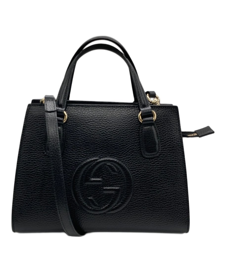 GUCCI INTERLOCKING G SOHO BAG: GUCCI Interlocking G Soho Bag Brand: GUCCI Type: Handbag Material: none Color: Black Size: H:20cm / W:26cm / D:10cm [ Handle size ] 9cm Accessories: None Accessories Notice: When purchasin