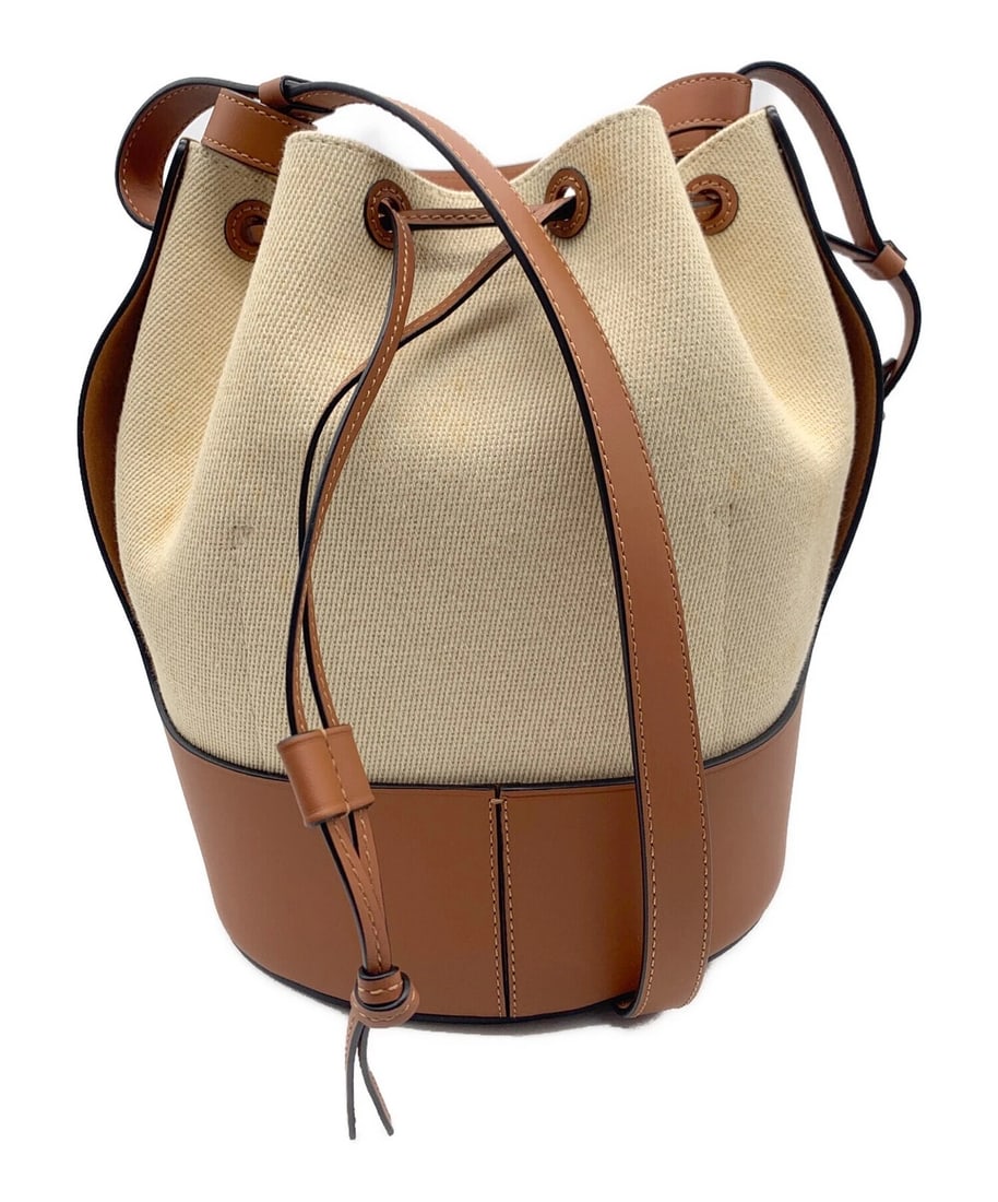 LOEWE BALLOON BAG: LOEWE Balloon Bag Brand: LOEWE Type: Handbag Material: none Color: Brown X Ivory Size: H:28cm / W:21cm / D:10.5cm [ Handle size ] 40cm Accessories: None Accessories Notice: When purchasing
