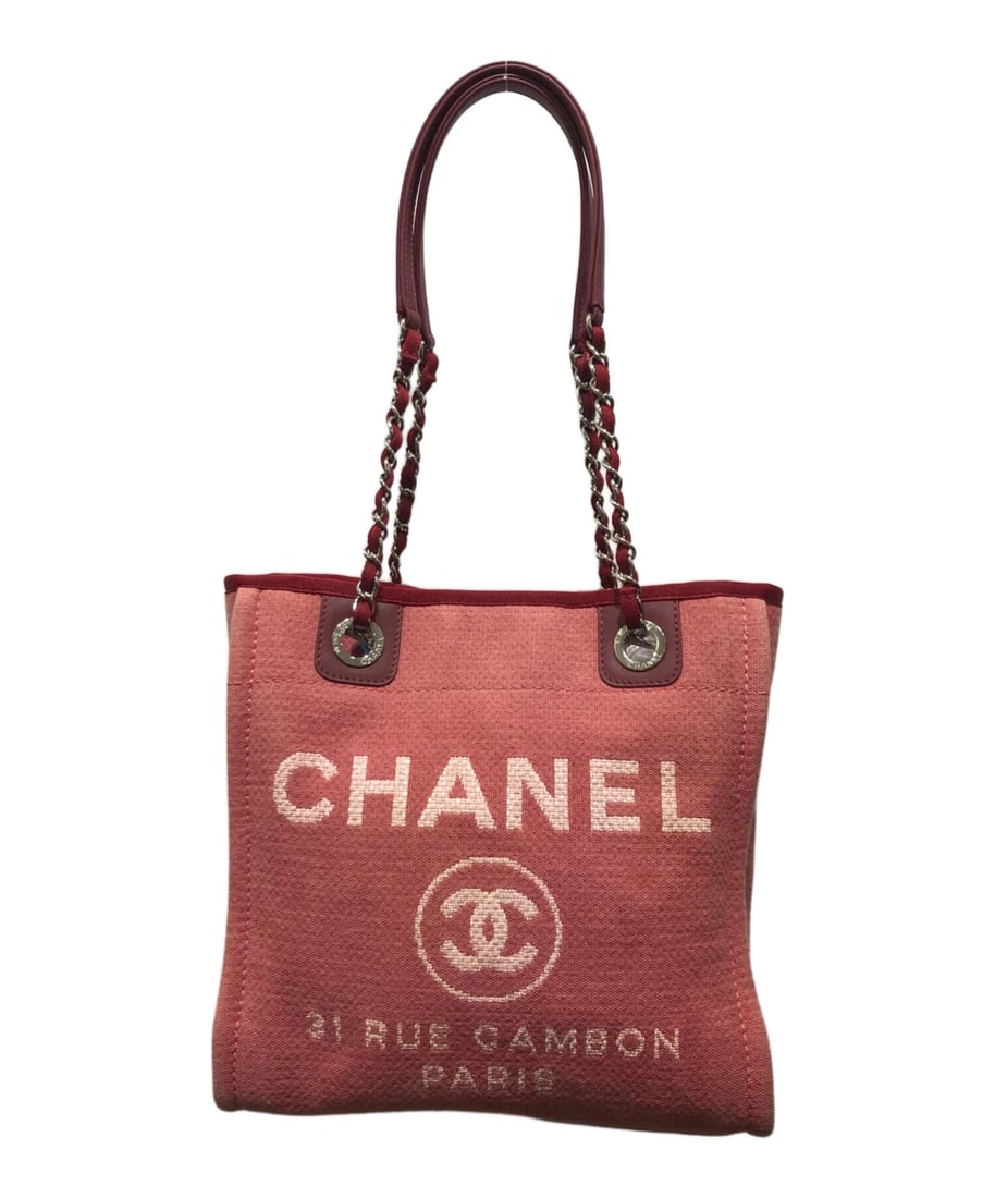 CHANEL DEAUVILLE TOTE BAG: CHANEL Deauville Tote Bag Brand: CHANEL Type: Handbag Material: Canvas Leather Color: Pink Size: H:26.0cm / W:26.0cm / D:7.0cm [ Handle size ] 22.0cm Accessories: None Accessories Notice: