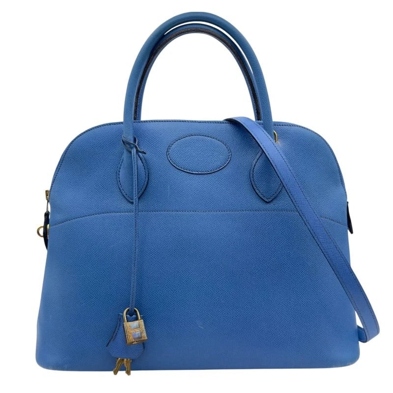 HERMES BOLIDE 35 ?U STAMP BLUE FRANCE GHW EPSOM SHOULDER BAG: HERMES Bolide 35 ?U Stamp Blue France GHW Epsom Shoulder Bag Brand: HERMES Type: Handbag Material: Epson Color: Blue France / GD Hardware Size: W: 35cm / H: 28cm / D: 15cm Accessories: None