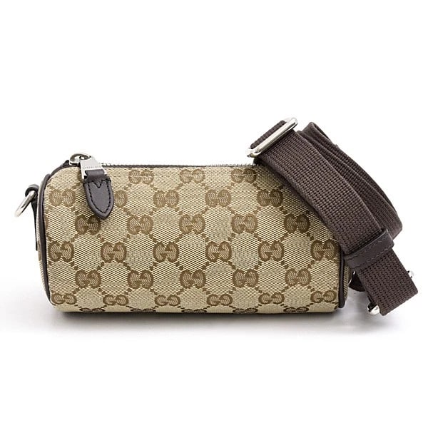 GUCCI GG CANVAS MINI CYLINDER SHOULDER BAG BEIGE: Gucci GG Canvas Mini Cylinder Shoulder Bag Beige Brand: GUCCI Type: Handbag Material: Exterior Material Canvas X Leather Color: Exterior Color Beige X Brown Size: W:17.5cm x H:8.5cm x D:8cm Acces