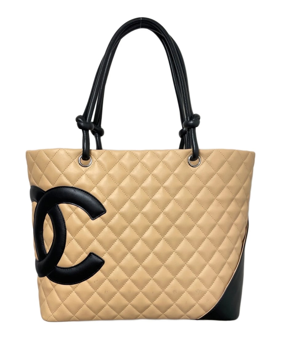 CHANEL CAMBON LARGE: CHANEL Cambon Large Brand: CHANEL Type: Handbag Material: Lambskin Color: Beige X Black Size: H:25cm / W:29cm / D:13.9cm [ Handle size ] 20cm Accessories: None Accessories Notice: When