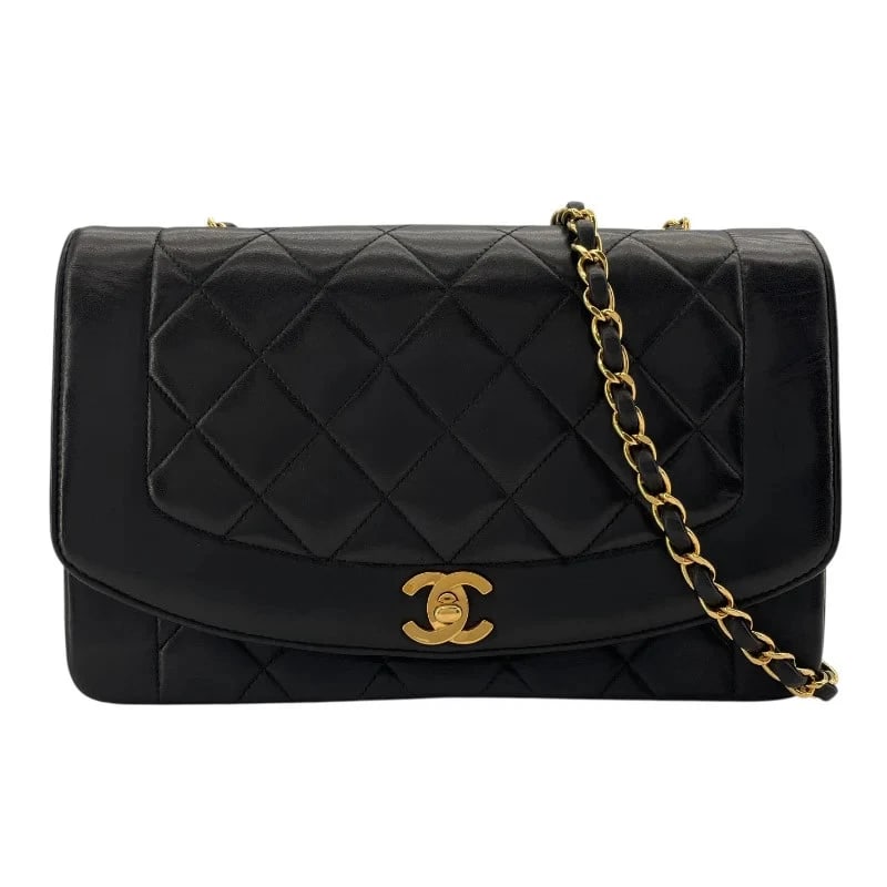 CHANEL DIANA BLACK GHW LAMBSKIN SHOULDER BAG (1 of 9)