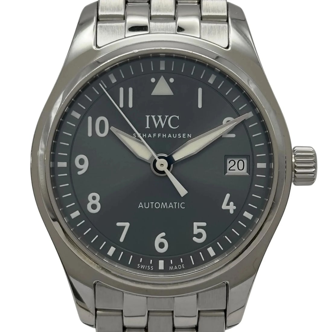 IWC PILOT'S WATCH GREY: IWC Pilot's Watch Grey Brand: IWC Type: Wrist watch Material: Stainless steel Color: Dial Color Gray Size: [ Case size ] 36mm / Case thickness: 10.4mm [ Arm circumference size ] 17cm Accessories: