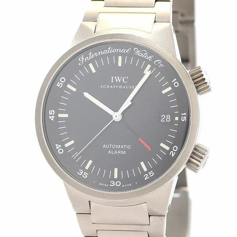 IWC GST ALARM WATCH: IWC GST Alarm WATCH Brand: IWC Type: Wrist watch Material: Case Material Titanium Band Material Titanium Color: Dial Color Black Size: [ Case size ] 39mm [ Arm circumference size ] 18.5cm 
