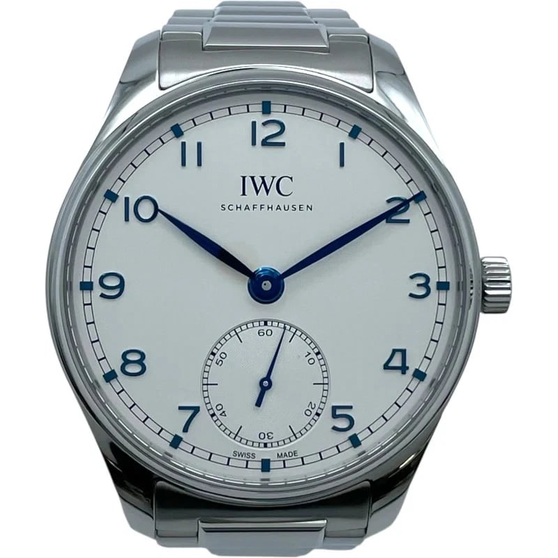 IWC PORTUGUESE SILVER: IWC Portuguese Silver Brand: IWC Type: Wrist watch Material: SS Color: Dial Color Silver Size: [ Case size ] 40mm / Case shape: Round face / Case thickness: 12.3mm [ Arm circumference size ]