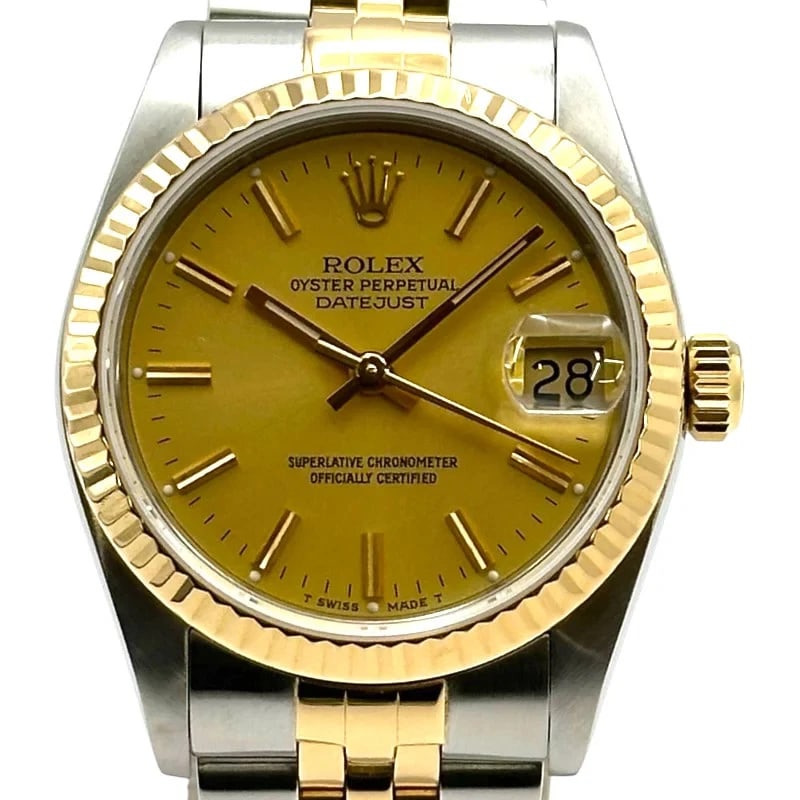 ROLEX DATEJUST GOLD: Rolex Datejust Gold Brand: ROLEX Type: Wrist watch Material: Gold/Stainless Steel Color: Dial Color Gold Size: [ Case size ] 26mm / Case thickness: 10.4mm [ Arm circumference size ] 17cm Accessor