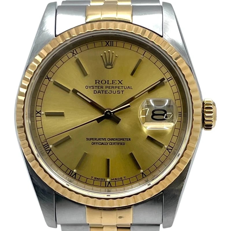 ROLEX DATEJUST GOLD K18: Rolex Datejust Gold K18 Brand: ROLEX Type: Wrist watch Material: K18/Stainless steel Color: Dial Color Gold Size: [ Case size ] 36mm / Case shape: Round face / Case thickness: 11.8mm [ Arm circumf