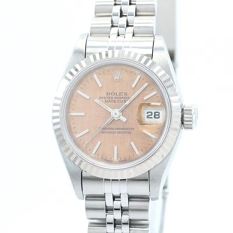 ROLEX OYSTER PERPETUAL WATCH: Rolex Oyster Perpetual WATCH Brand: ROLEX Type: Wrist watch Material: Case Material Stainless Steel/18K White Gold Band Material SS Color: Dial Color Salmon Pink Size: [ Case size ] 26mm [ Arm cir