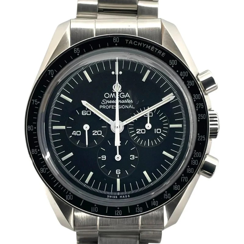 OMEGA SPEEDMASTER PROFESSIONAL BLACK: Omega Speedmaster Professional Black Brand: OMEGA Type: Wrist watch Material: SS Color: Dial Color Black Size: [ Case size ] 42mm / Case shape: Round face / Case thickness: 14.5mm [ Arm