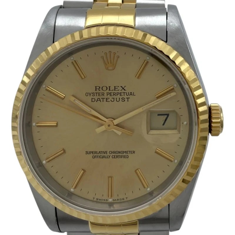 ROLEX DATEJUST GOLD K18/SS: Rolex Datejust Gold K18/SS Brand: ROLEX Type: Wrist watch Material: K18/SS Color: Dial Color Gold Size: [ Case size ] 36mm / Case shape: Round face / Case thickness: 12mm [ Arm circumference size