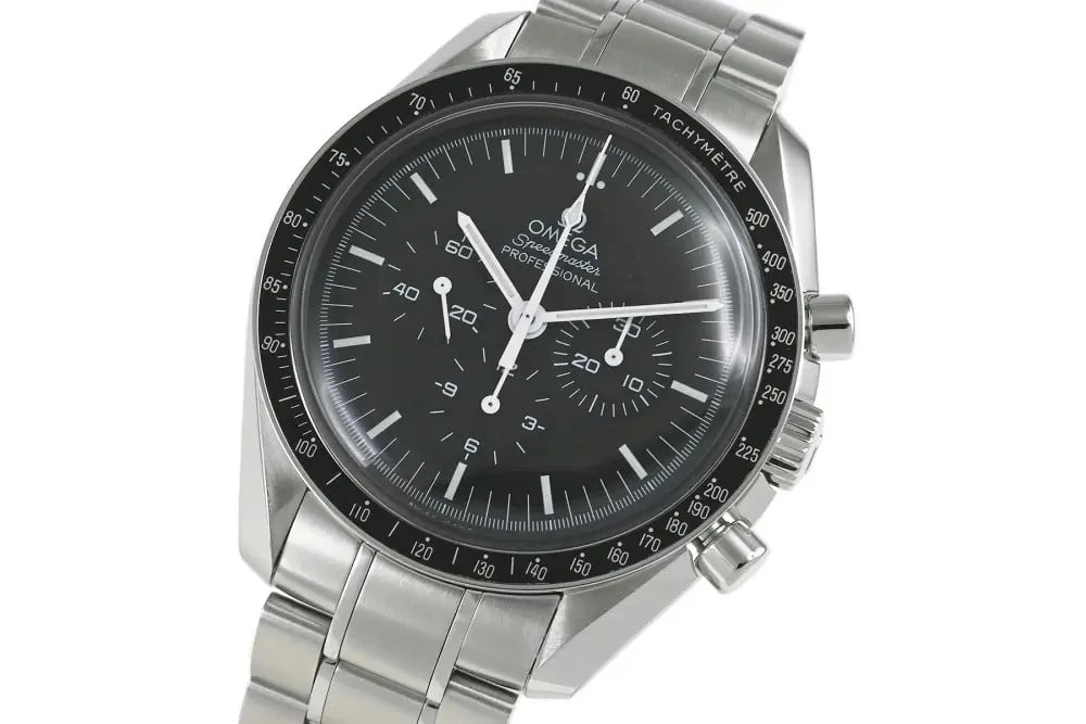 OMEGA SPEEDMASTER MOONWATCH PROFESSIONAL: OMEGA Speedmaster Moonwatch Professional Brand: OMEGA Type: Wrist watch Material: Case Material SS Color: Dial Color Black Size: [ Case size ] 42mm [ Arm circumference size ] 18cm Case