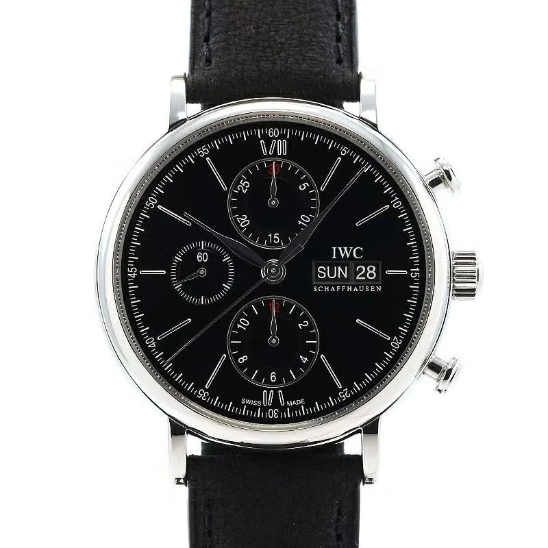 IWC PORTOFINO CHRONOGRAPH: IWC Portofino Chronograph Brand: IWC Type: Wrist watch Material: Case Material Stainless Steel Band Material New Timbertex/Stainless Steel Buckle Color: Dial Color Black Size: [ Case size ]