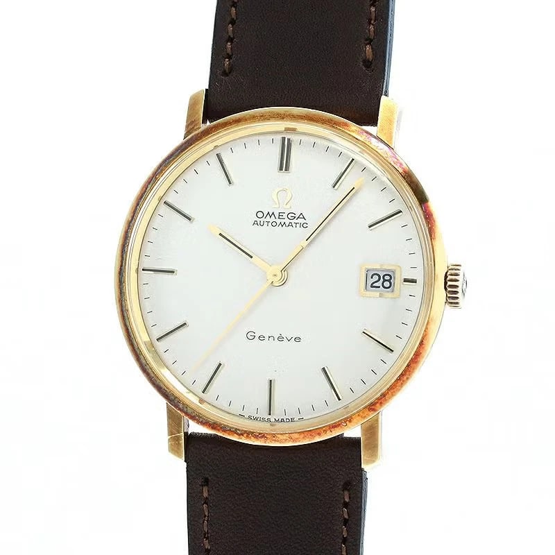 OMEGA GENEVA SILVER: Omega Geneva Silver Brand: OMEGA Type: Wrist watch Material: Case Material 18K Yellow Gold Band Material New aftermarket calfskin/stainless steel (gold-plated) buckle Color: Dial Color Silver 