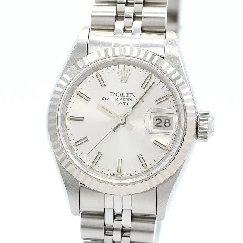 ROLEX OYSTER PERPETUAL: Rolex Oyster Perpetual Brand: ROLEX Type: Wrist watch Material: Case Material 18K White Gold/Stainless Steel Band Material SS Color: Dial Color Silver Size: [ Case size ] 26mm [ Arm circumference