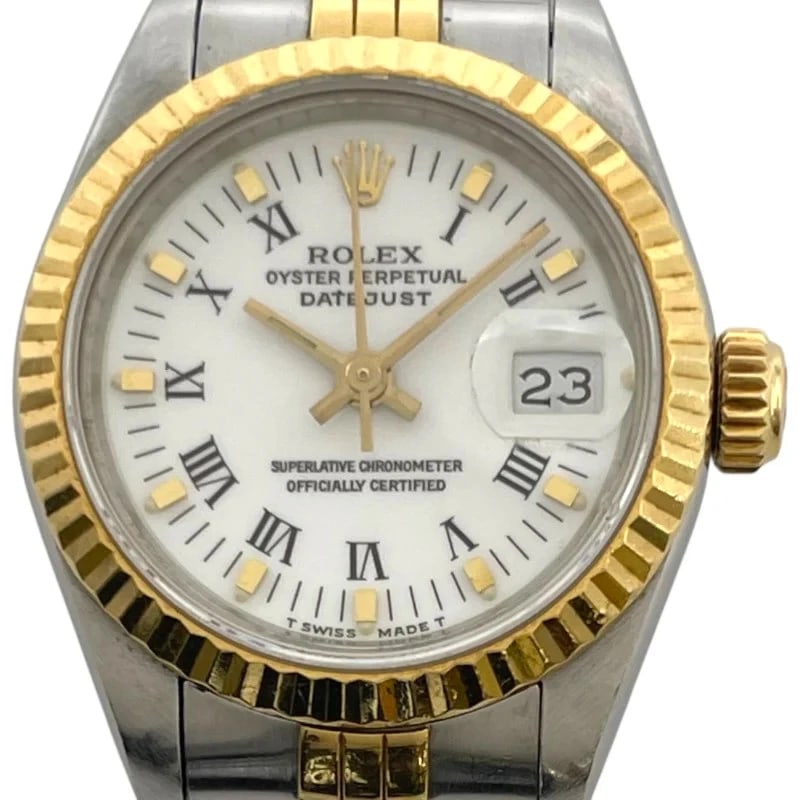 ROLEX DATEJUST WHITE K18/SS: Rolex Datejust White K18/SS Brand: ROLEX Type: Wrist watch Material: K18/SS Color: Dial Color White Size: [ Case size ] 26mm / Case shape: Round face / Case thickness: 10.3mm [ Arm