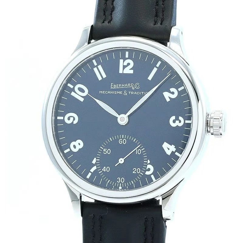 EBERHARD BLUE WATCH: Eberhard Blue WATCH Brand: EBERHARD Type: Wrist watch Material: Case Material Stainless Steel Band Material Calfskin/SS buckle Color: Dial Color Blue Size: [ Case size ] 43mm Accessories: None