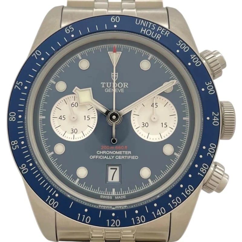 TUDOR BLACK CHRONOGRAPH BLUE: Tudor Black Chronograph Blue Brand: TUDOR Type: Wrist watch Material: SS Color: Dial Color Blue Size: [ Case size ] 41mm / Case shape: Round face / Case thickness: 14.4mm [ Arm circumference