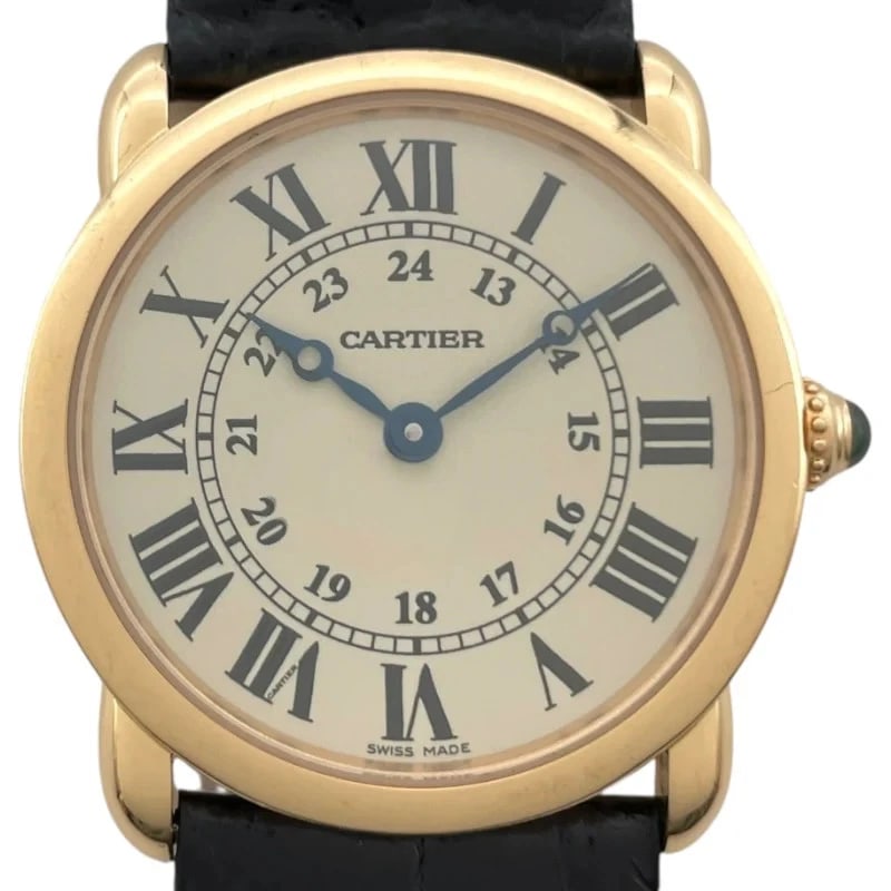 CARTIER RONDE IVORY K18PG: Cartier Ronde Ivory K18PG Brand: Cartier Type: Wrist watch Material: K18PG Color: Dial Color Ivory Size: [ Case size ] 29mm / Case shape: Round face / Case thickness: 6.4mm [ Arm circumference siz