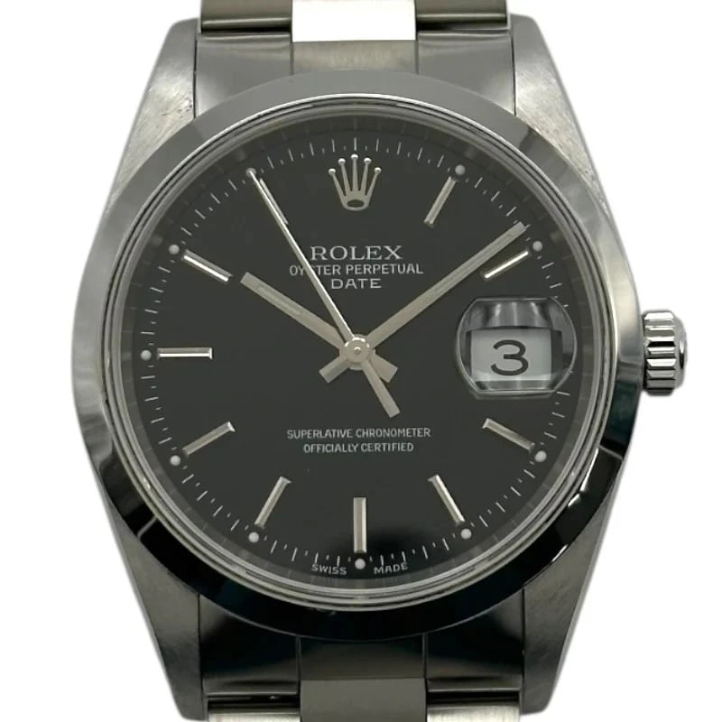 ROLEX OYSTER PERPETUAL BLACK: Rolex Oyster Perpetual Black Brand: ROLEX Type: Wrist watch Material: Stainless steel Color: Dial Color Black Size: [ Case size ] 34mm / Case thickness: 11.7mm [ Arm circumference size ] 18.5cm A