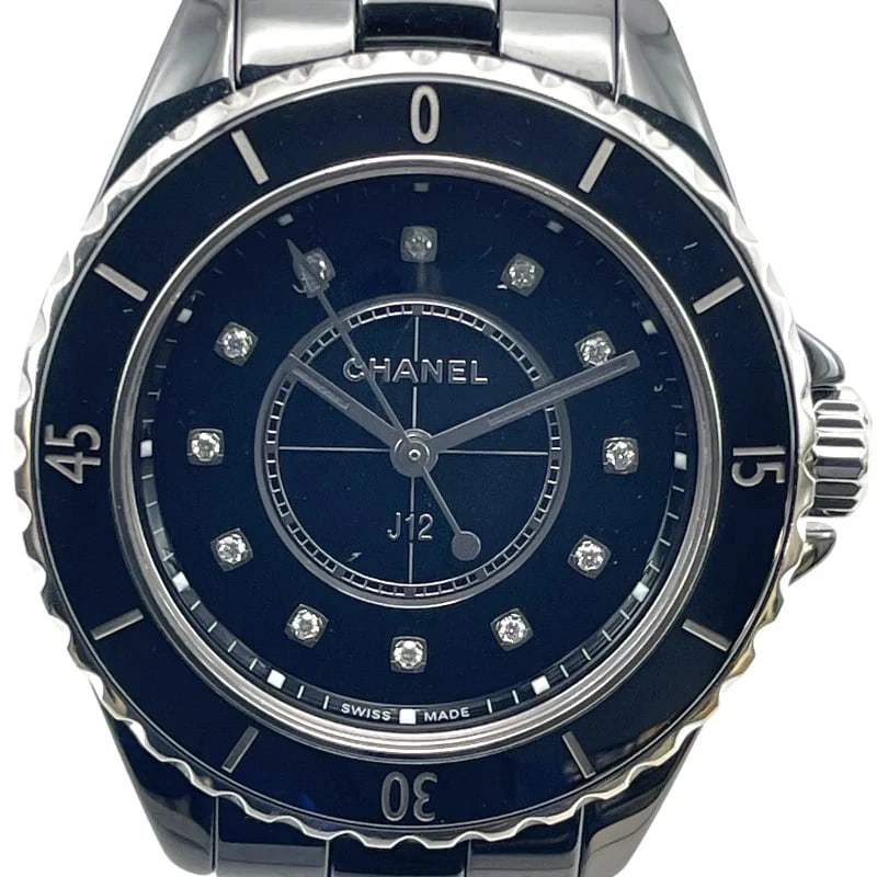 CHANEL J12 BLACK CERAMIC: Chanel J12 Black Ceramic Brand: CHANEL Type: Wrist watch Material: ceramic Color: Dial Color Black Size: [ Case size ] 33mm / Case shape: Round face / Case thickness: 13mm [ Arm circumference