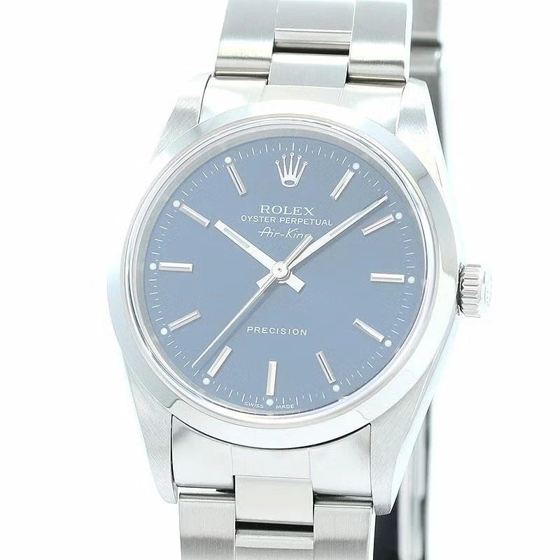 ROLEX OYSTER PERPETUAL AIR KING: Rolex Oyster Perpetual Air King Brand: ROLEX Type: Wrist watch Material: Case Material Stainless Steel Band Material SS Color: Dial Color Blue Size: [ Case size ] 34mm [ Arm circumference size