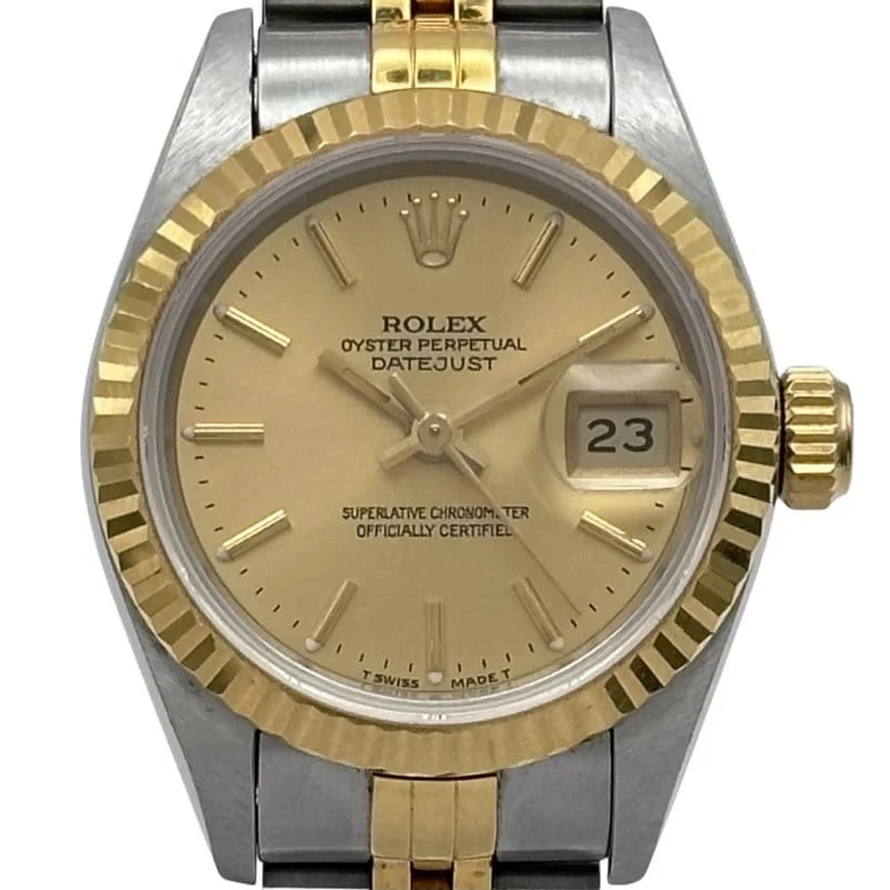 ROLEX DATEJUST GOLD: Rolex Datejust Gold Brand: ROLEX Type: Wrist watch Material: Gold/Stainless Steel Color: Dial Color Gold Size: [ Case size ] 26mm / Case thickness: 10.6mm [ Arm circumference size ] 16cm Accessor