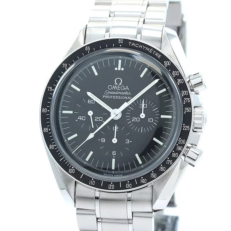 OMEGA SPEEDMASTER MOONWATCH PROFESSIONAL: Omega Speedmaster Moonwatch Professional Brand: OMEGA Type: Wrist watch Material: Case Material Stainless Steel Band Material SS Color: Dial Color Black Size: [ Case size ] 42mm [ Arm circumferenc
