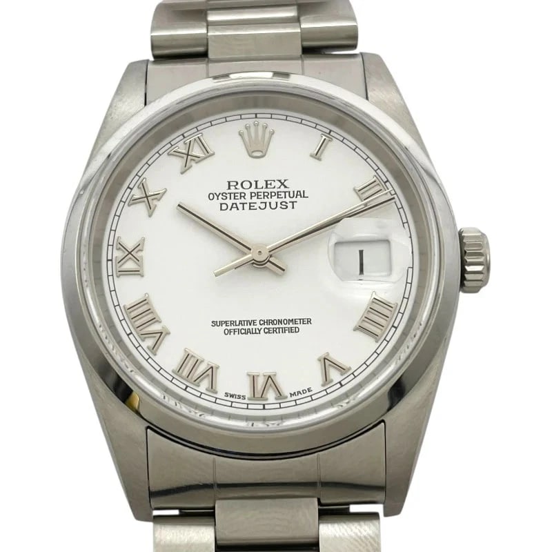 ROLEX DATEJUST WHITE: Rolex Datejust White Brand: ROLEX Type: Wrist watch Material: SS Color: Dial Color White Size: [ Case size ] 36mm / Case shape: Round face / Case thickness: 11.6mm [ Arm circumference size ] 19cm