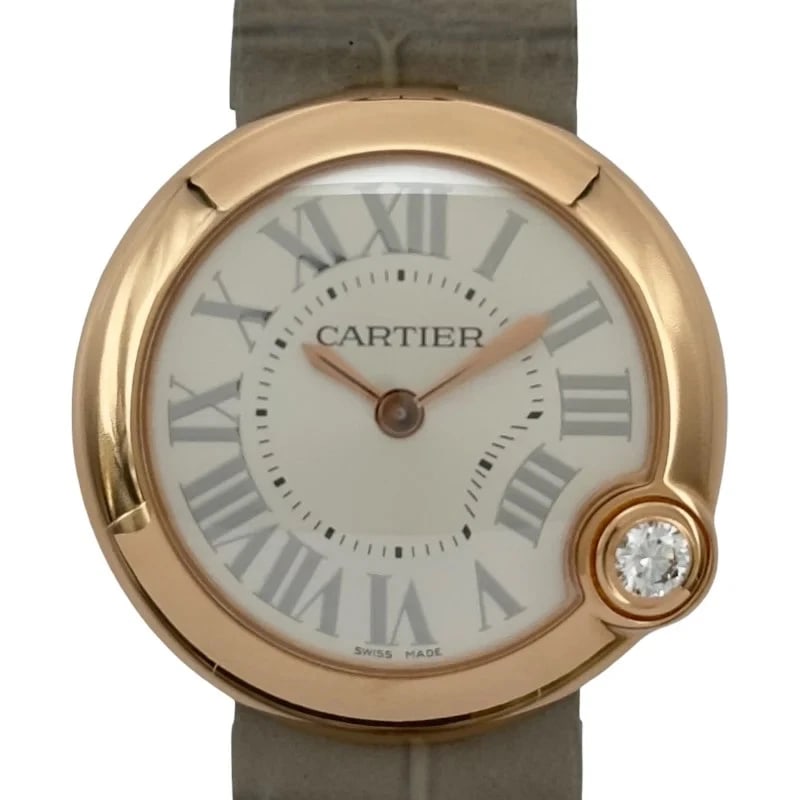CARTIER BALLON BLANC SILVER PINK GOLD: Cartier Ballon Blanc Silver Pink Gold Brand: Cartier Type: Wrist watch Material: Pink gold Color: Dial Color Silver Size: [ Case size ] 30mm / Case shape: Round face / Case thickness: 8.4mm Acces