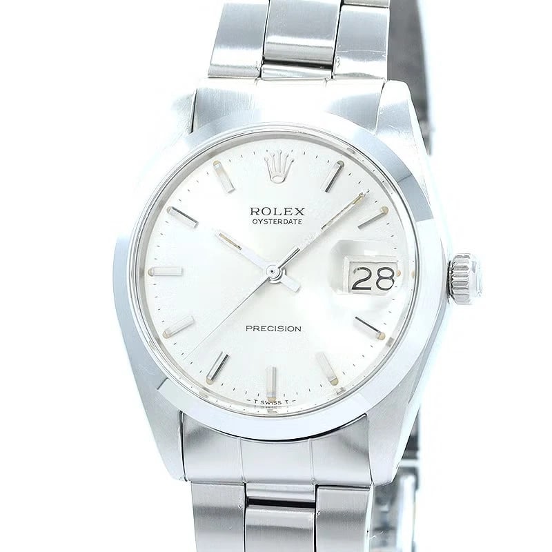 ROLEX OYSTERDATE WATCH SILVER: Rolex Oysterdate WATCH Silver Brand: ROLEX Type: Wrist watch Material: Case Material Stainless Steel Band Material SS Color: Dial Color Silver Size: [ Case size ] 34mm [ Arm circumference size ] 1