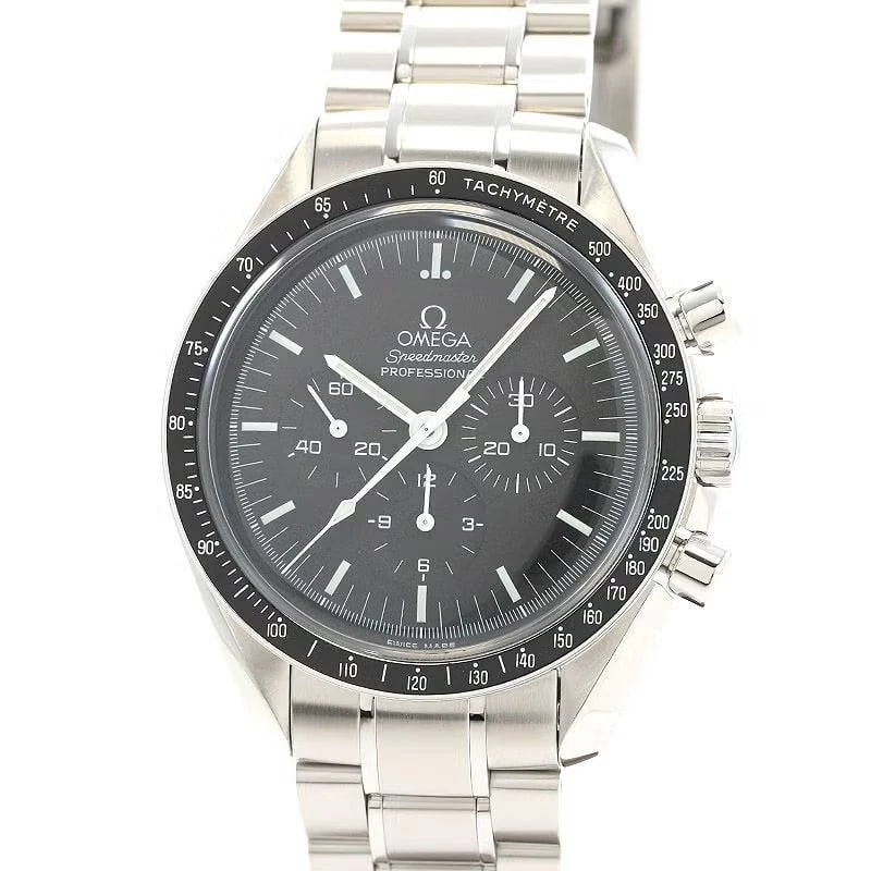 OMEGA SPEEDMASTER MOONWATCH PROFESSIONAL: Omega Speedmaster Moonwatch Professional Brand: OMEGA Type: Wrist watch Material: Case Material Stainless Steel Band Material SS Color: Dial Color Black Size: [ Case size ] 42mm [ Arm