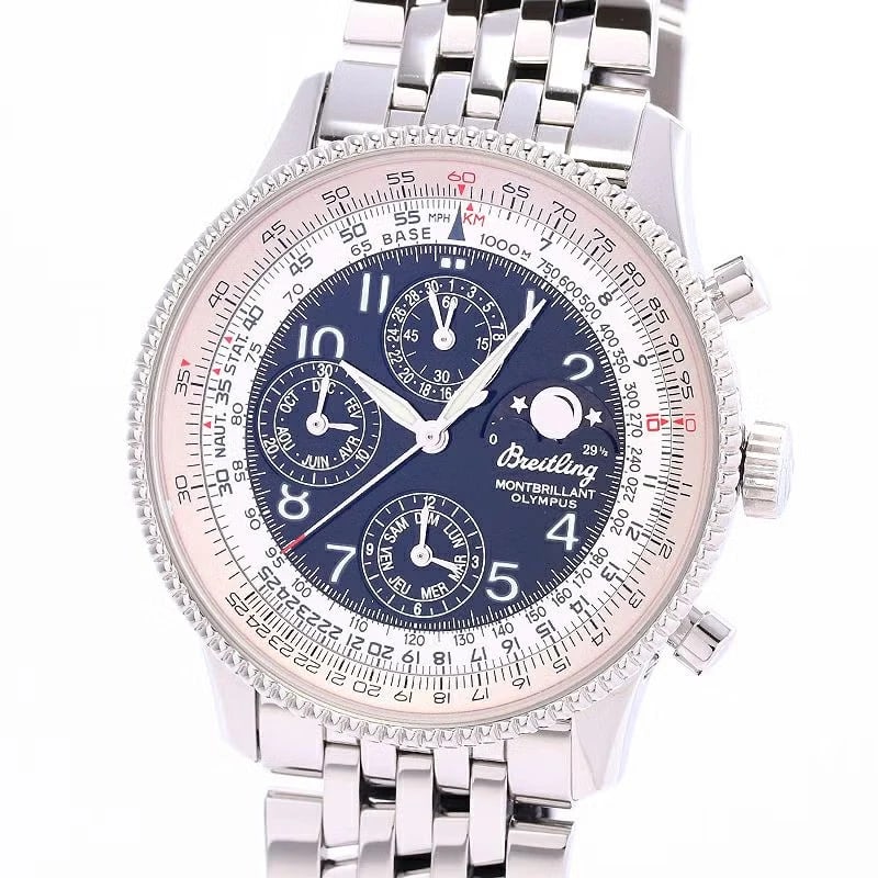 BREITLING MONTBRILLANT BLACK SILVER WATCH: Breitling Montbrillant Black Silver WATCH Brand: BREITLING Type: Wrist watch Material: Case Material Stainless Steel Band Material SS Color: Dial Color Black/Silver Size: [ Case size ] 42mm [ Arm