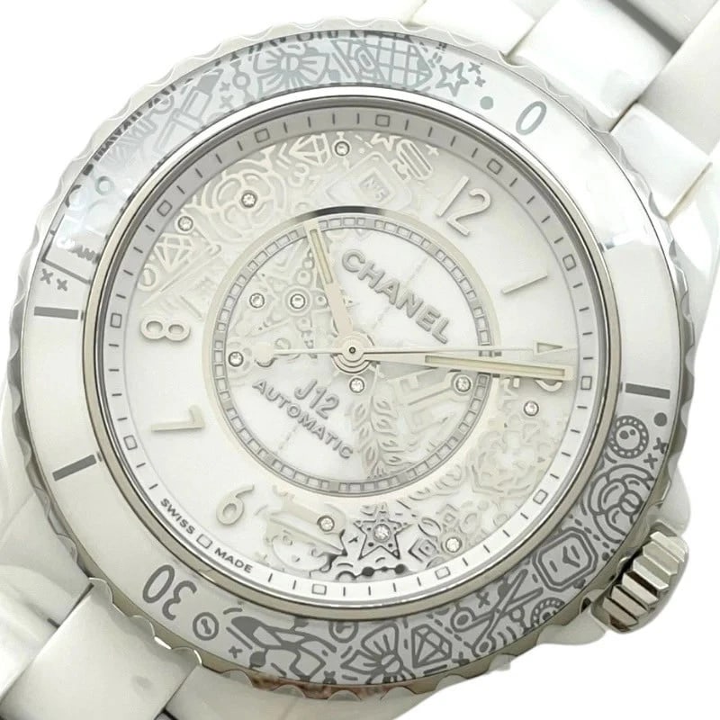 CHANEL J12 CERAMIC WATCH: Chanel J12 Ceramic WATCH Brand: CHANEL Type: Wrist watch Material: ceramic Color: Dial Color White Size: [ Case size ] 38mm / Case shape: Round face / Case width: 38mm / Case height: 38mm / Case t