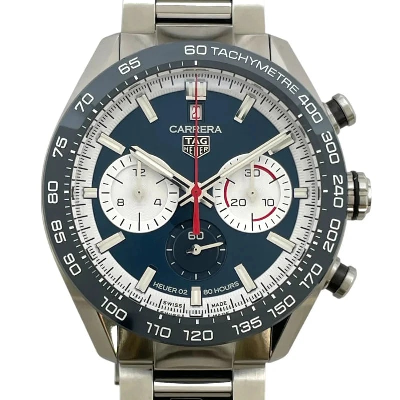 TAG HEUER CARRERA CALIBRE CHRONOGRAPH NAVY: TAG Heuer Carrera Calibre Chronograph Navy Brand: TAG HEUER Type: Wrist watch Material: SS Color: Dial Color Navy Size: [ Case size ] 44mm / Case shape: Round face / Case thickness: 15mm Accessor