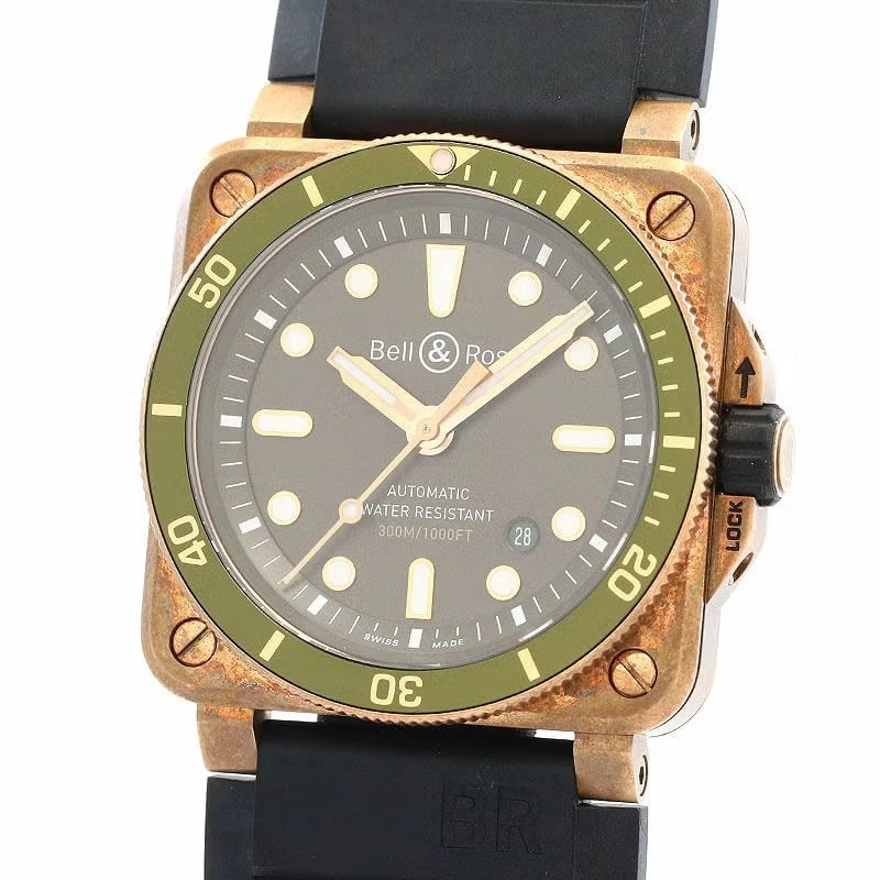 BELL & ROSS GREEN WATCH: Bell & Ross Green WATCH Brand: BELL & ROSS Type: Wrist watch Material: Rubber/SS (Black PVD) buckle Color: Dial Color green Size: Case Size 51×42mm Accessories: None Accessories Notice: Wh