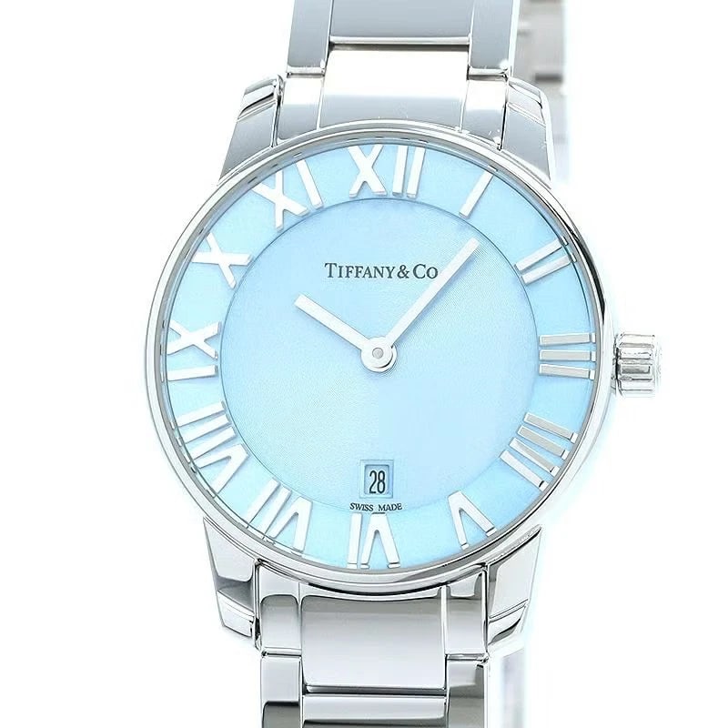 TIFFANY ATLAS ICE BLUE WATCH: Tiffany Atlas ice blue WATCH Brand: TIFFANY & CO. Type: Wrist watch Material: ss Color: Dial Color ice blue Size: [ Case size ] 29mm [ Arm circumference size ] 18cm Accessories: None Acces